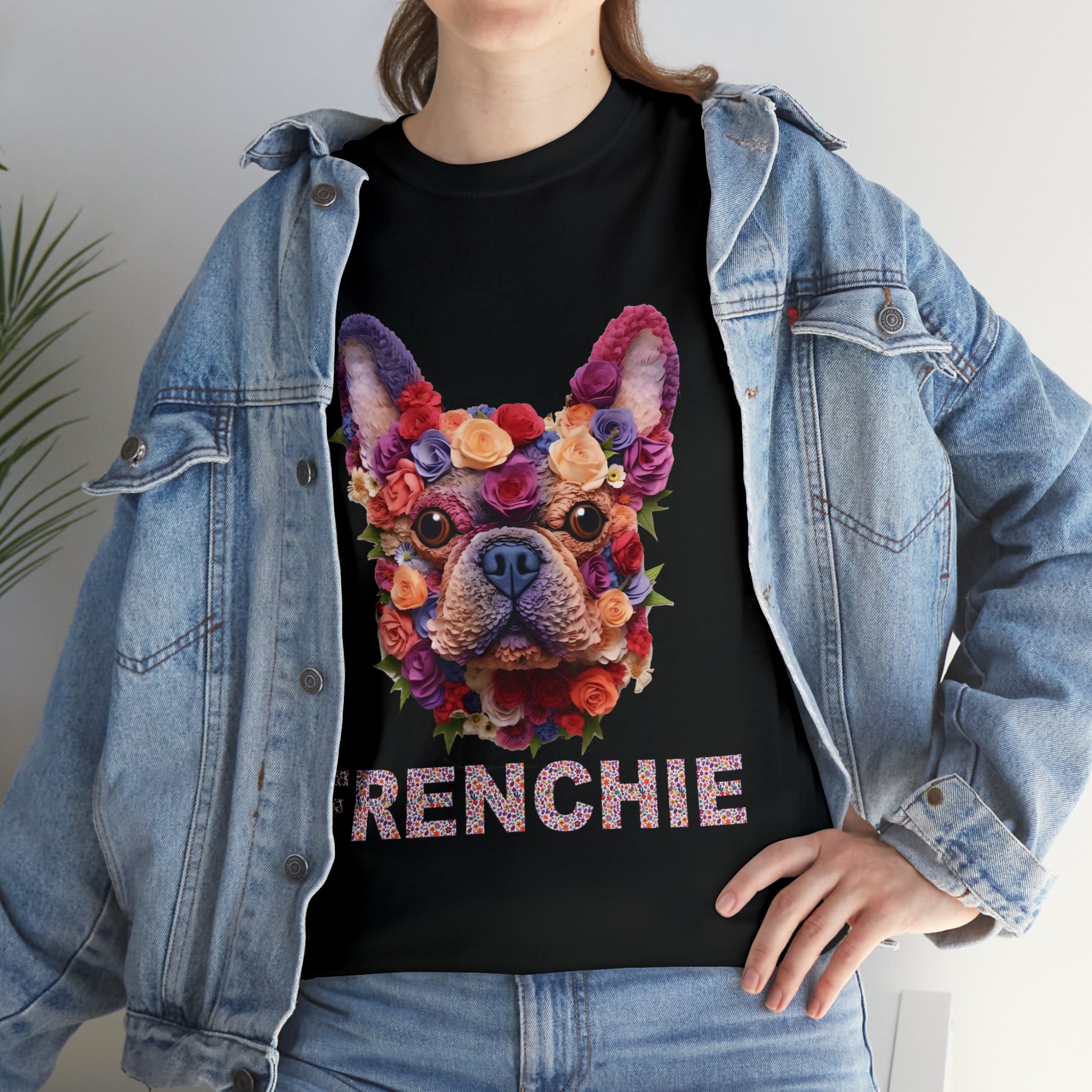 French Bulldog Flowers Unisex Cotton T Shirt Frenchie Pet Item