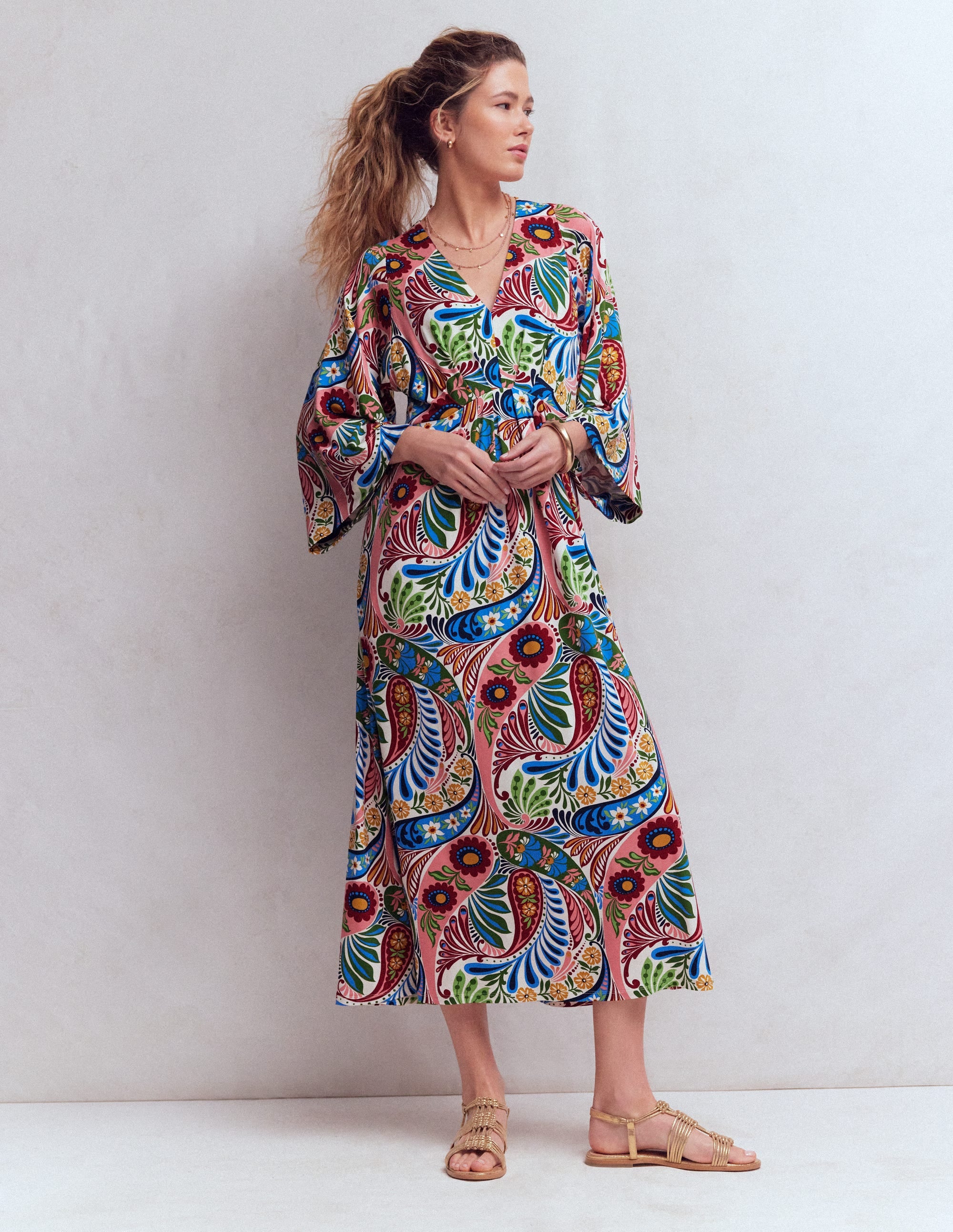 Nell Kimono Midi Jersey Dress