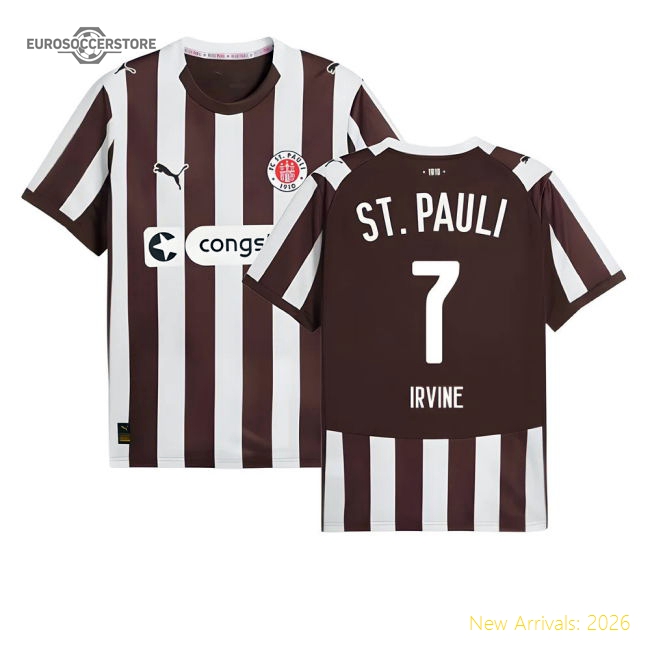 Exceptional 2025-2026 St Pauli Home Shirt (irvine 7) - Match Quality