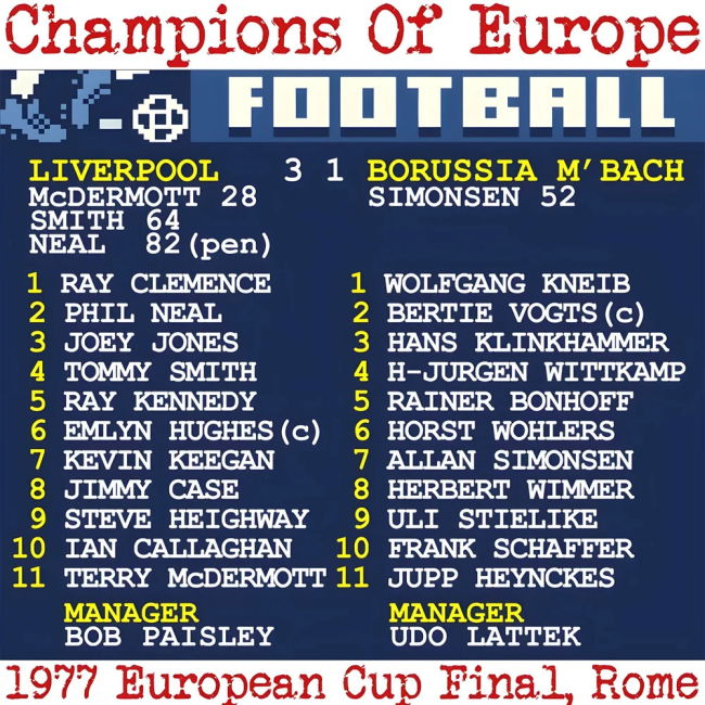 1977 European Cup Final (Liverpool) Retrotext t-shirt - White