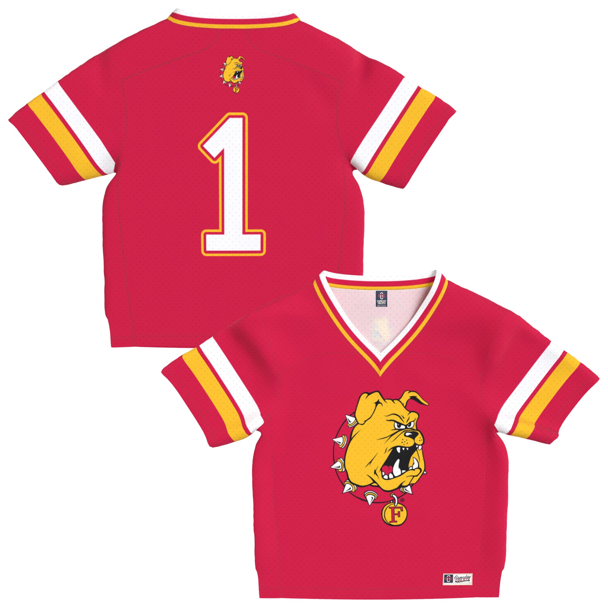 Toddler Crimson Ferris State Bulldogs Lightweight Collegiate Football Fashion Jersey
