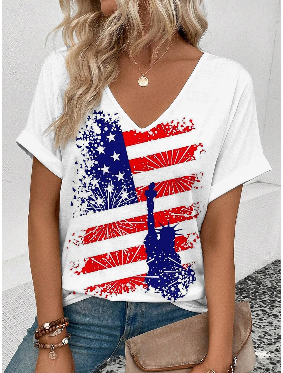 Independence Day Patriotic Women's Camisole Tank Top Flag Sleeveless Sleeveless V Neck Daily Red Summer