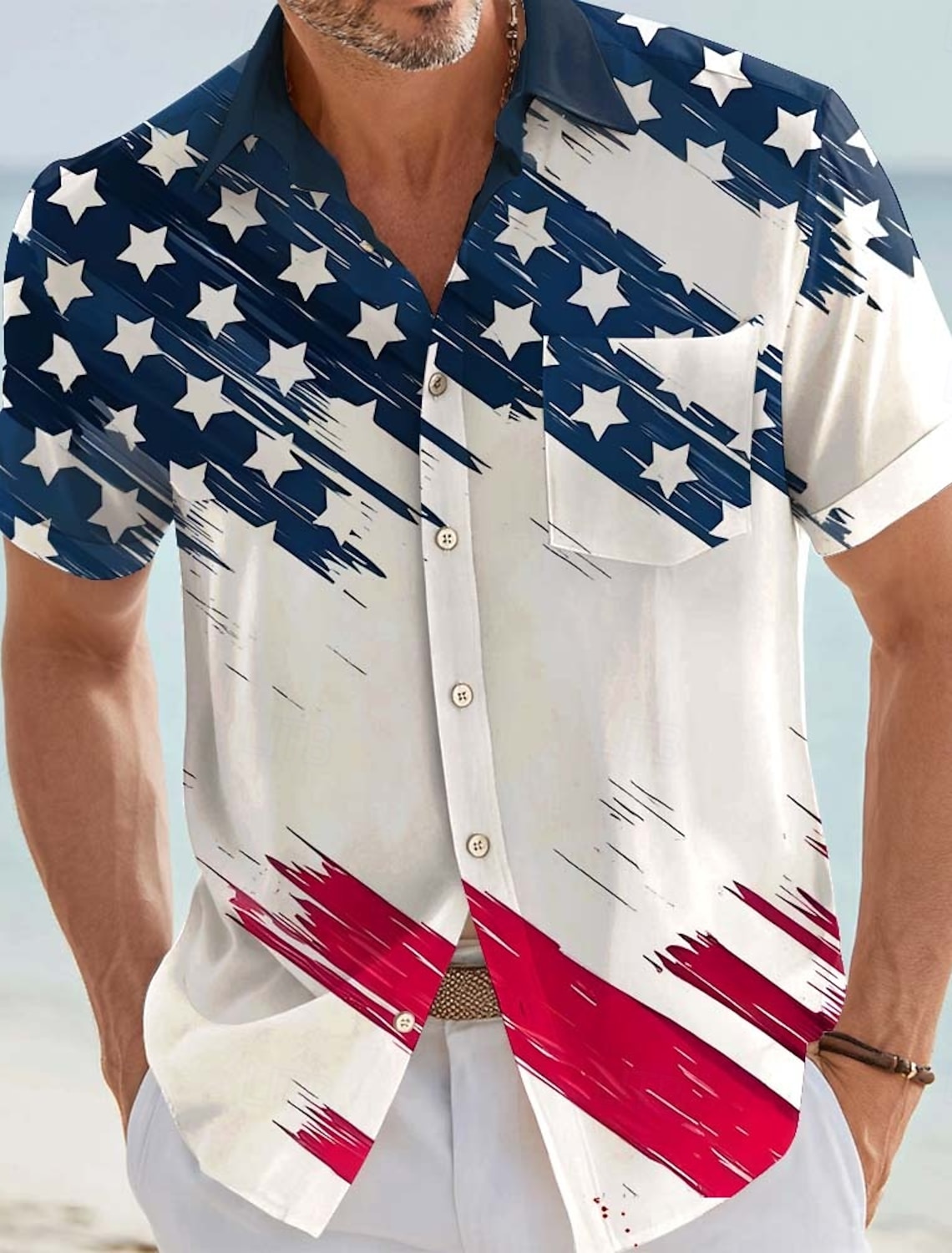 Independence Day Men's American US Flag 4th of July U.S. 250th Anniversary Patriotic Shirt Summer Shirt Button Up Shirt Short Sleeve Fashion Casual Holiday Summer Spring Turndown 3D Print Collared