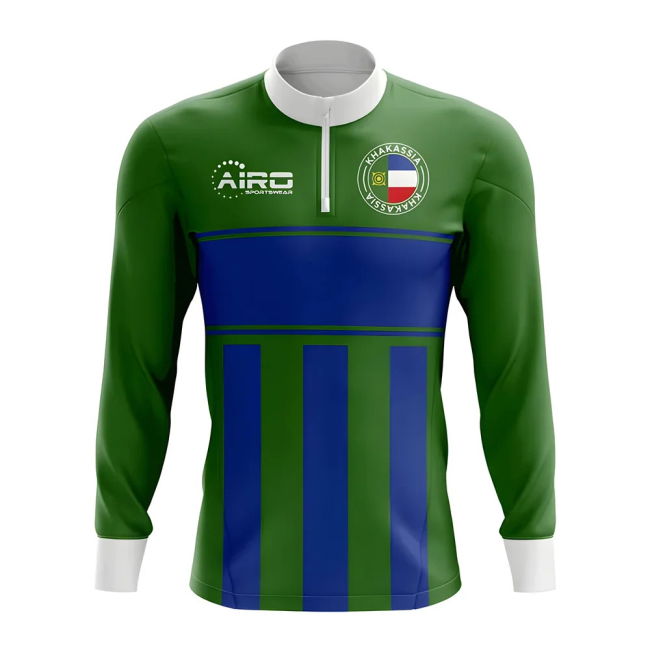Replica Khakassia Concept Football Half Zip Midlayer Top (Green-Blue)
