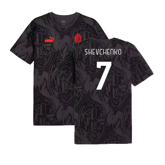 2024-2025 AC Milan ftblCulture Tee AOP (Black) (Shevchenko 7)