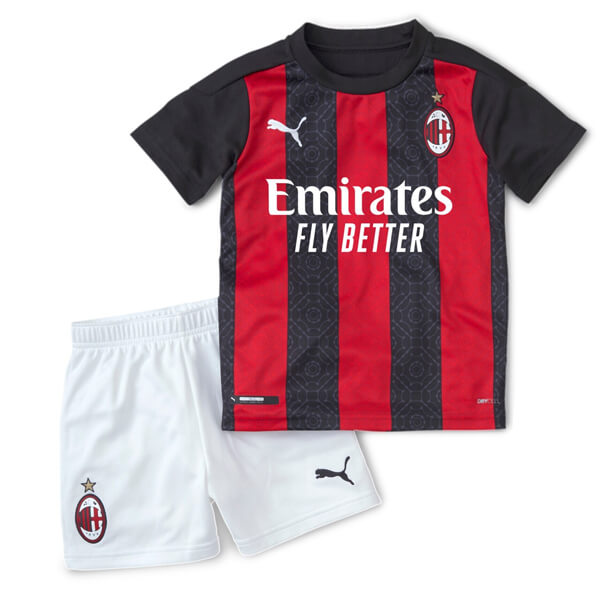 Kids AC Milan 20-21 Home Red Soccer Suits ShirtShorts - Official