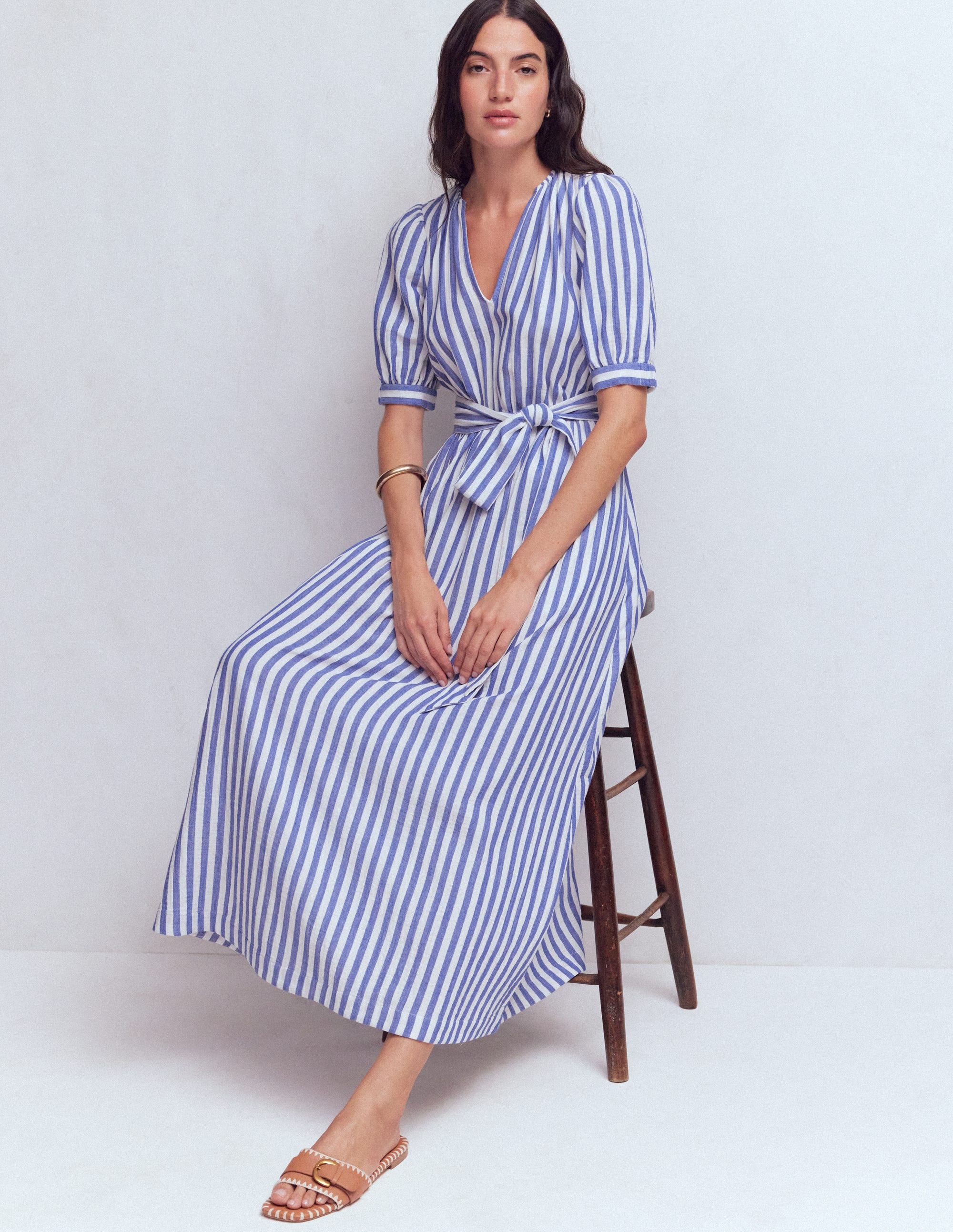 Double Cloth Puff Sleeve Dress