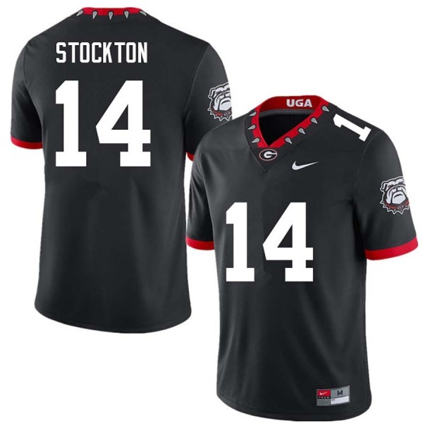 Men Georgia Bulldogs #14 Gunner Stockton 100th Anniversary Black Nike Stitch Jersey