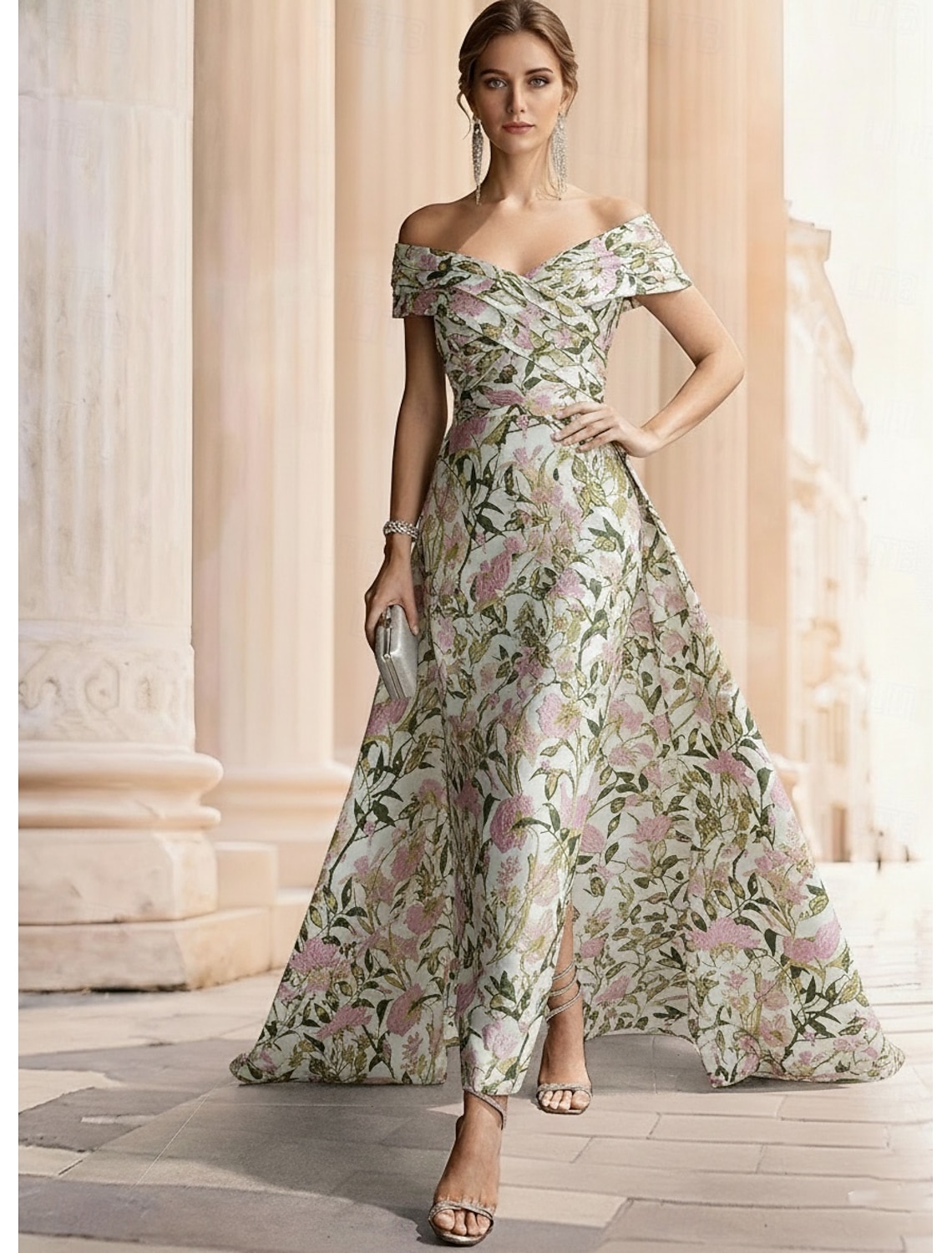 A-Line Tea Length Party Dress Cocktail Dress Wedding Guest Dress Evening Gown Elegant Vintage 3/4 Length Sleeve Shirt Collar Wedding Formal Jacquard with Pocket