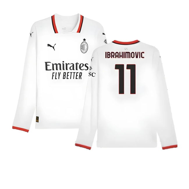 Acm Ac Milan Away Long Sleeve Shirt Ibrahimovic #11 Official Licen...