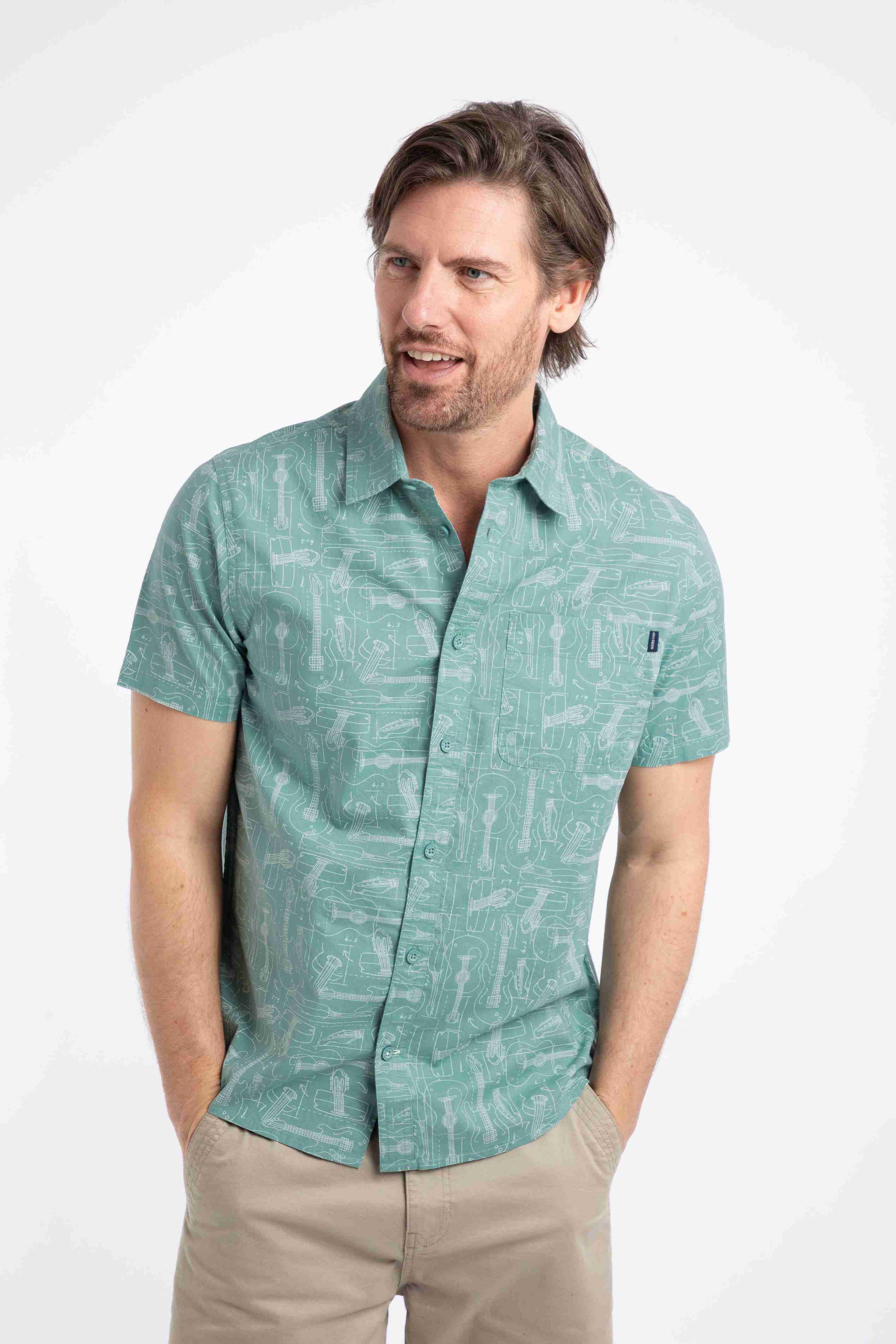 Faraway Short Sleeve Printed Shirt Mineral Blue