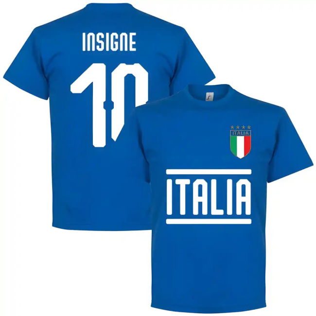 Italy Insigne 10 Team T-Shirt - Royal Premium Euro Authentic