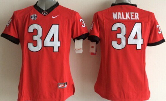 Men's Georgia Dawgs #34 Herschel Walker Red 2014 embroidered game day