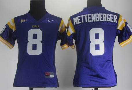 Men's LSU LA Tigers Purple 2024 away jersey Zach Mettenberger #8