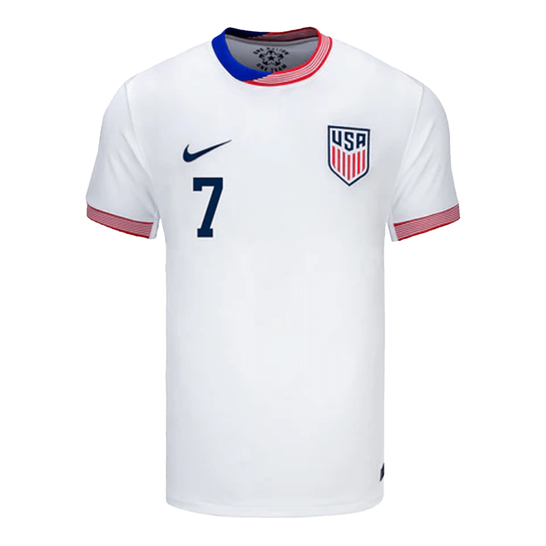 Men's USA REYNA #7 Home Soccer Jersey Copa Am¨¦rica 2024 Authentic Kit