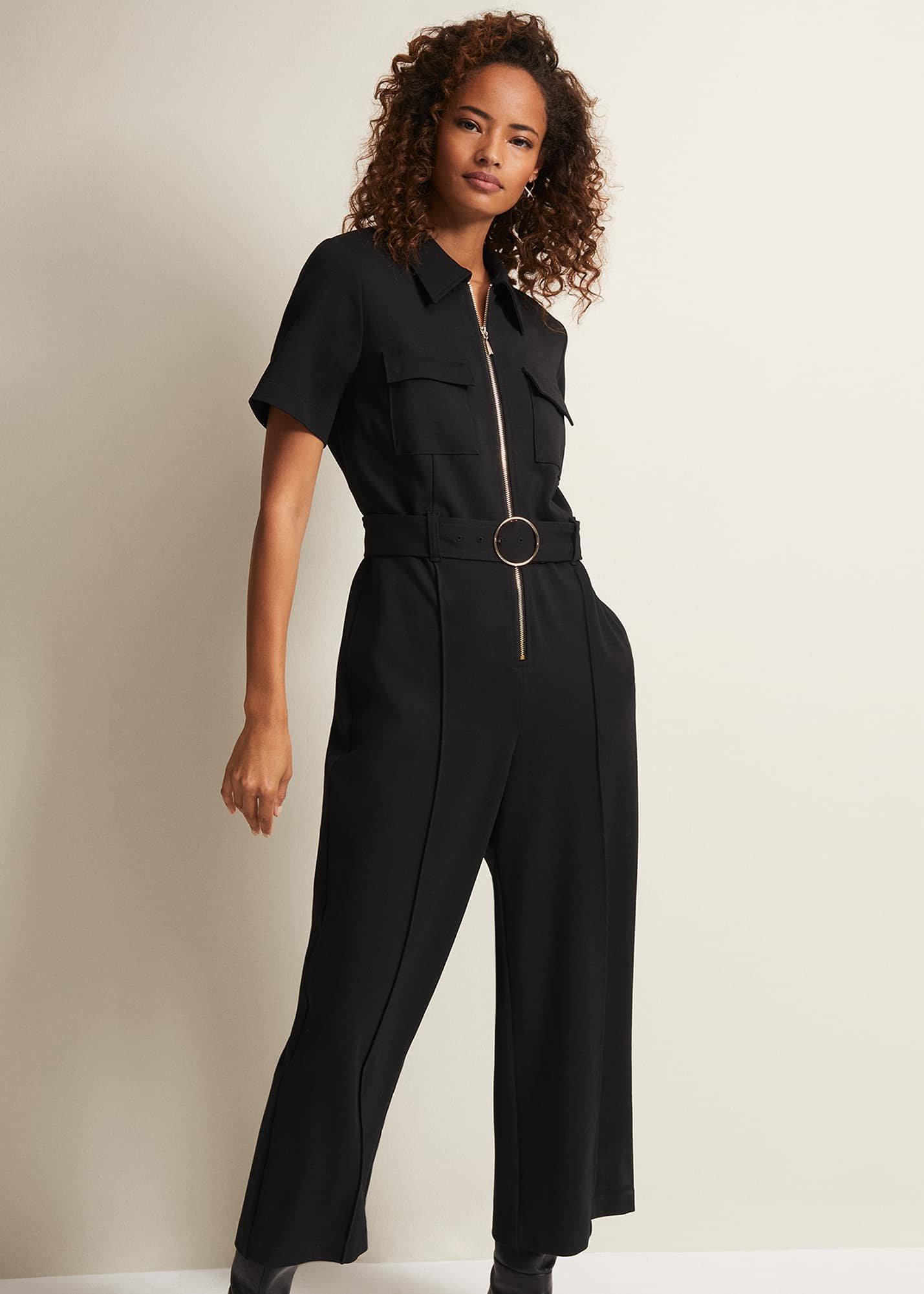 Polly Black Zip Jumpsuit