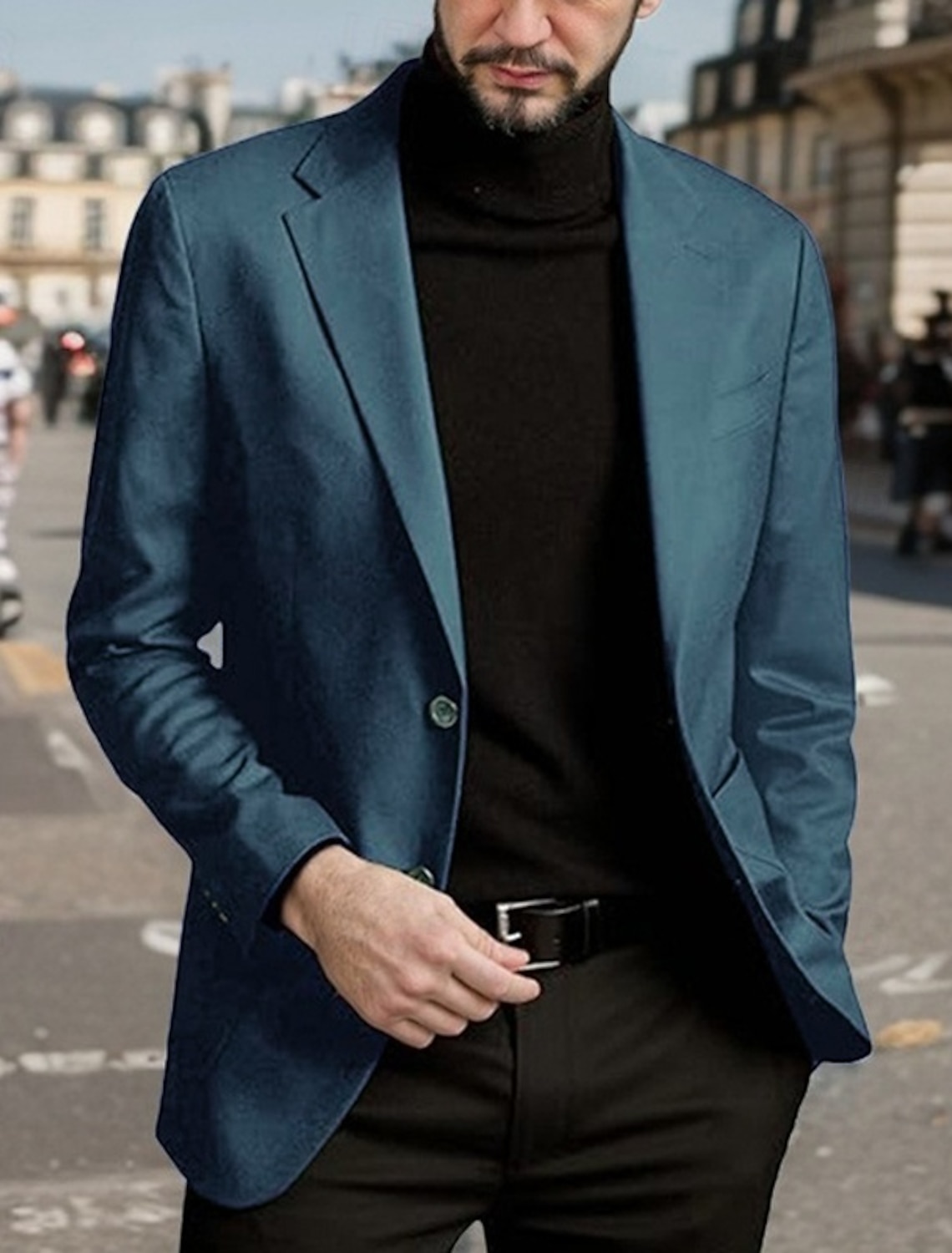 Men's Blazer Business Cocktail Party Wedding Party Fashion Casual Spring Fall Polyester Plain Pocket Buttons Comfortable Single Breasted Blazer Black Red Blue Purple