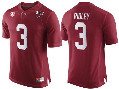 Men's ALA Tide #3 Calvin Ridley Red 2017 match worn official licensed