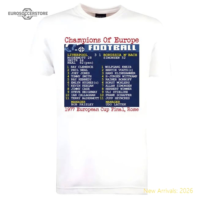 Official 1977 European Cup Final (liverpool) Retrotext T-shirt
