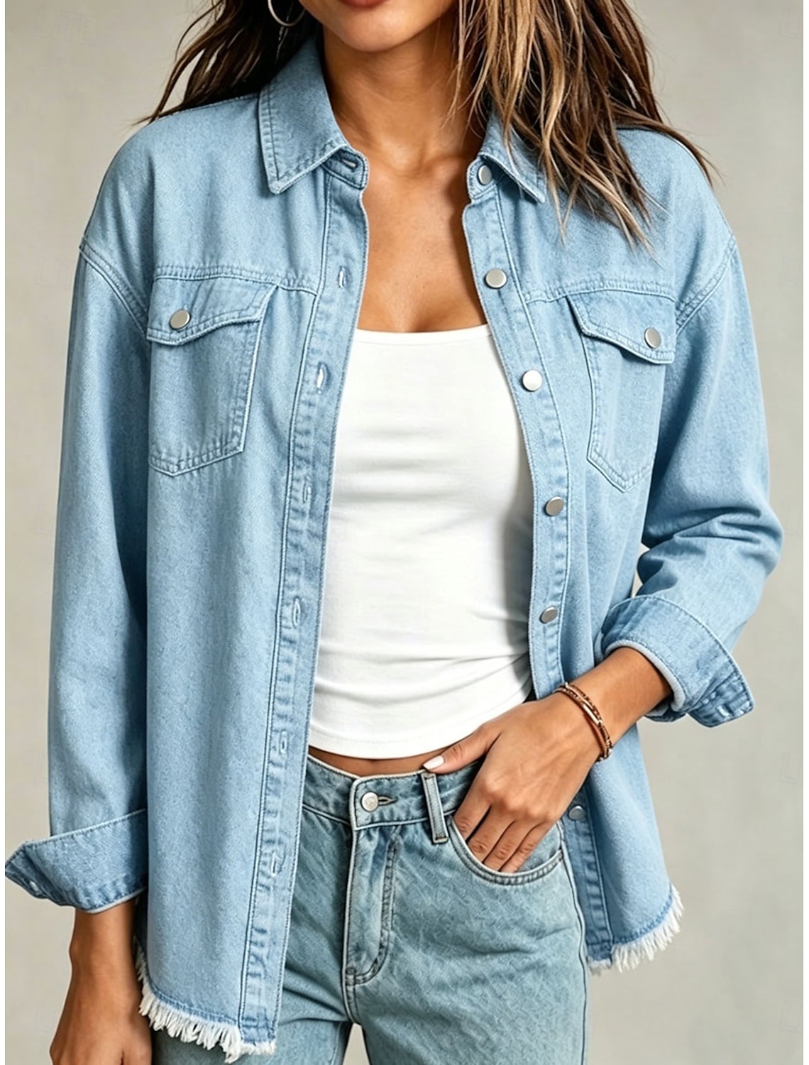 Women's Jeans denim Wide Leg Chinos Fashion Full Length High Waist Black Light Blue Gray Spring
