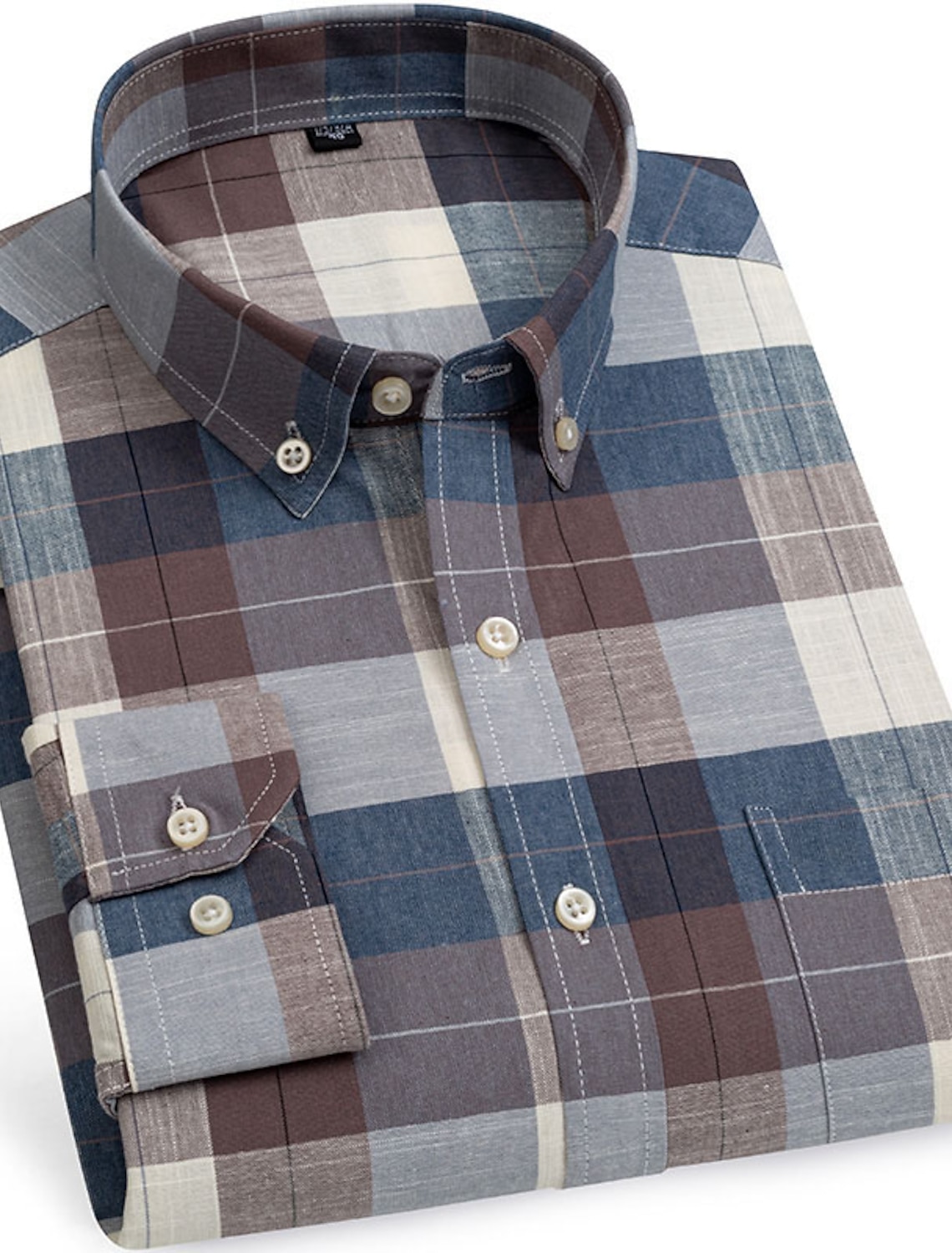 Men's Dress Shirt Button Down Shirt Oxford Shirt Non Iron Shirt Stripes and Plaid Vacation Wedding Light Yellow Denim Blue White Yellow Long Sleeve Turndown All Seasons Clothing Apparel Button-Down