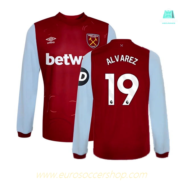 2023-2024 West Ham Long Sleeve Home Shirt (ALVAREZ 19)