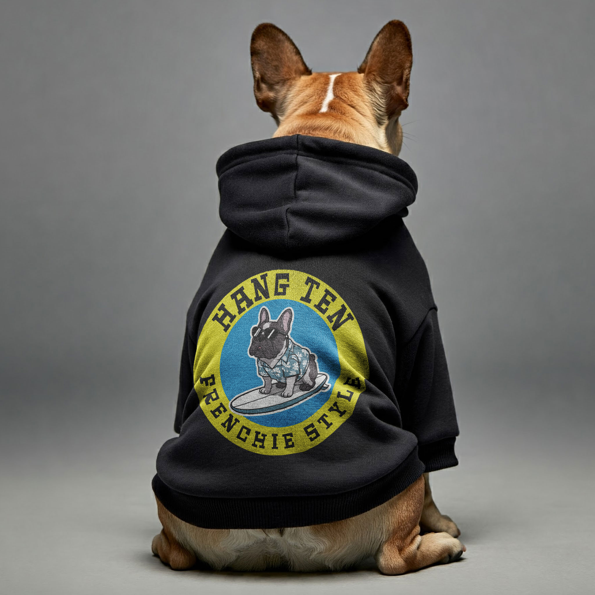 Stylish Hang Ten, Frenchie Style - Personalized French Bulldog Hoodie...