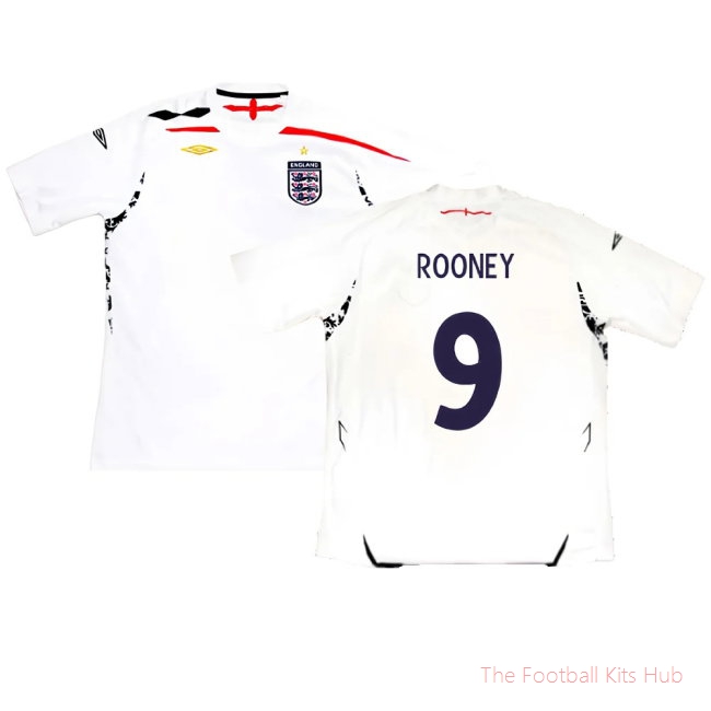 England 2007-09 Home Shirt (2XL) (Excellent) (ROONEY 9)