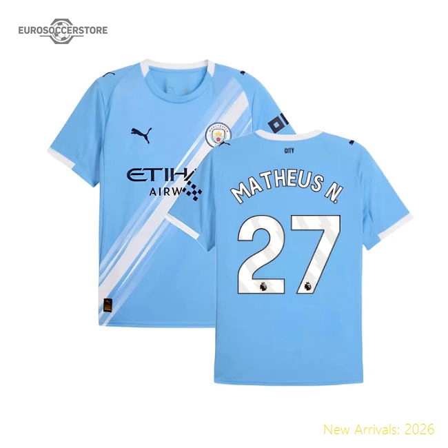 Official 2025-2026 Man City Home Shirt (matheus N. 27) - Premium