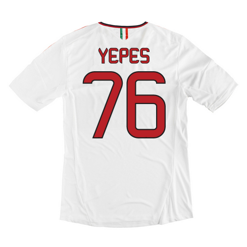 Comfort Fit 13-14 AC Milan 76 Yepes Away White Soccer Shirt