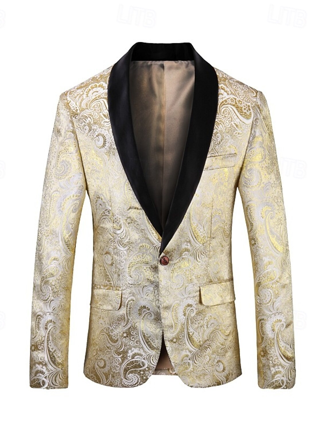 Men's Blazer Jacket Shawl Collar Fashion Party Luxury Paisley Jacquard