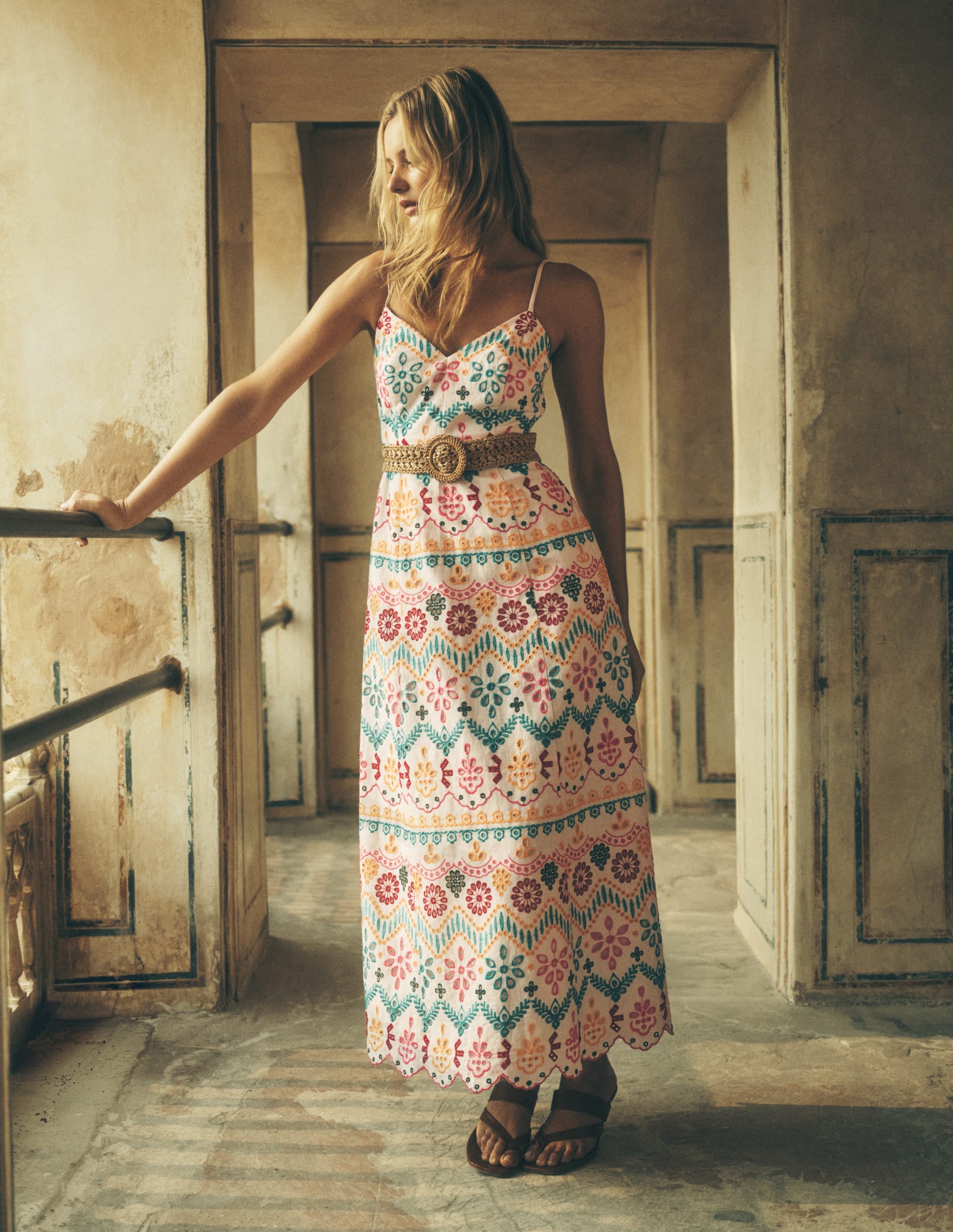 Empire Linen Broderie Dress