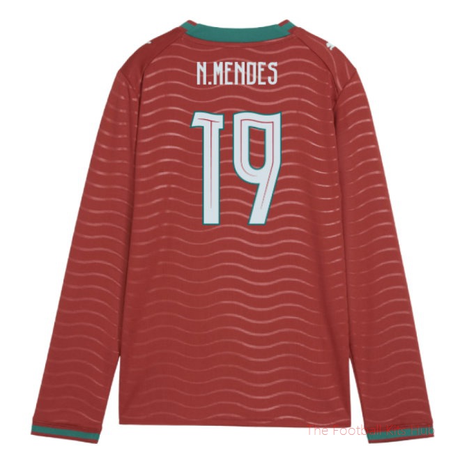 2026-2027 Portugal Long Sleeve Home Shirt (Kids) (N.Mendes 19)