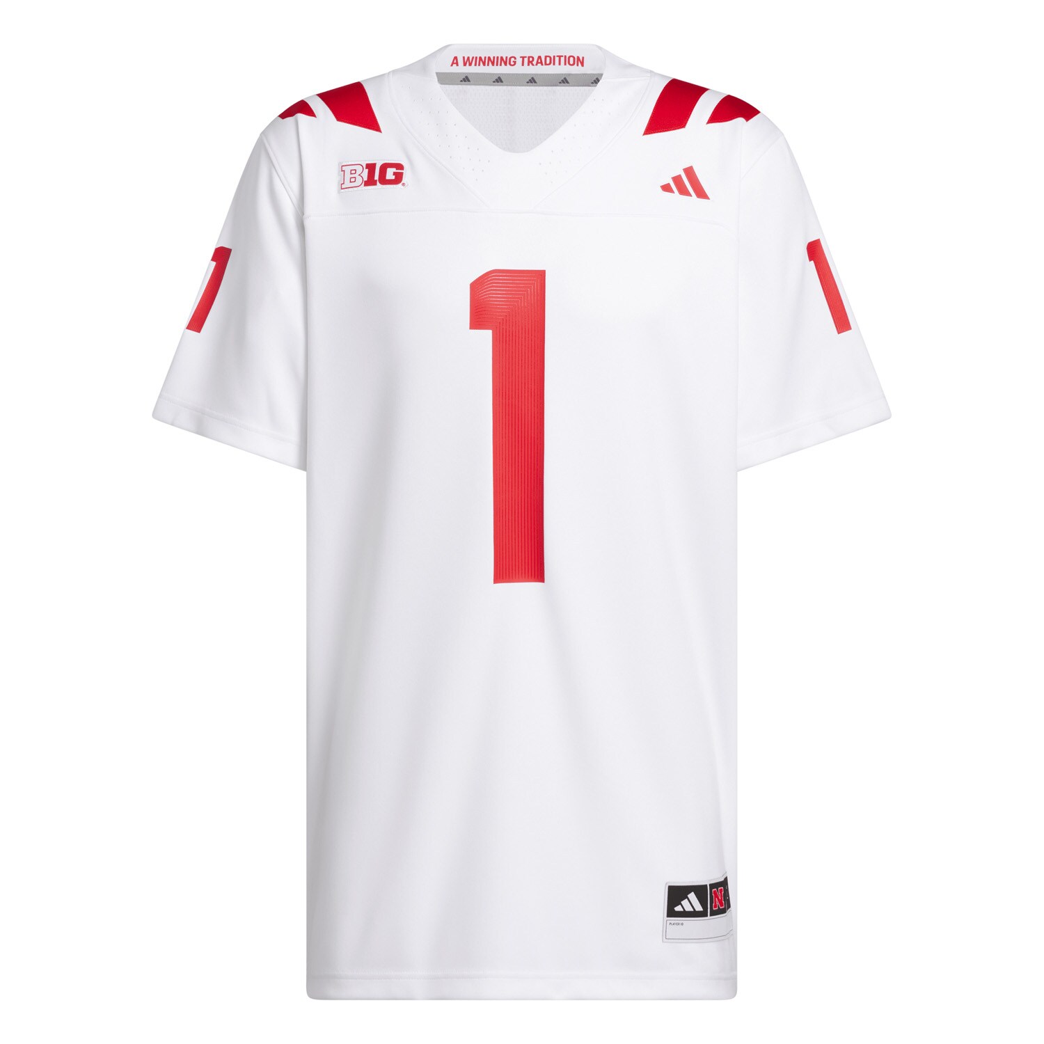 #1 Nebraska Huskers Away Premier Football Jersey - White