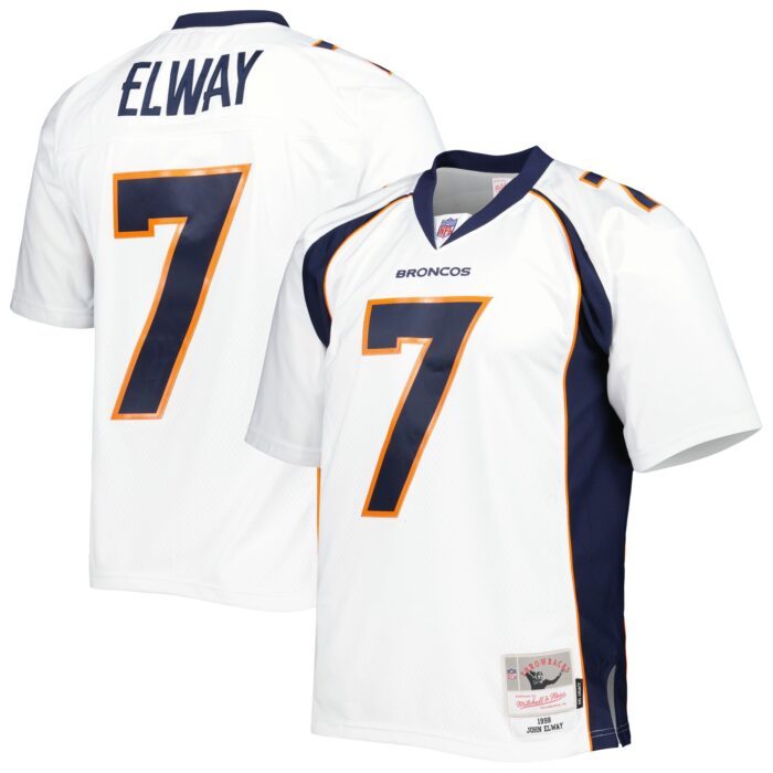 Men's Denver Broncos John Elway Mitchell & Ness White 1998...