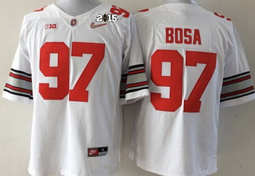 Men's OSU Buckeyes White 2015 stitched Joey Bosa #97 match worn Jersey