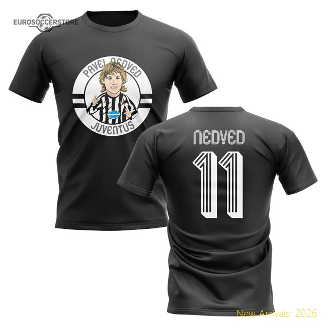 Pavel Nedved Bianconeri Illustration Tee (black) - Supporter Edition