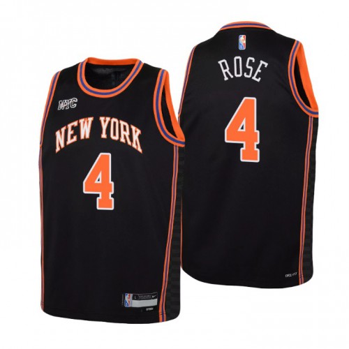 New York New York Knicks #4 Derrick Rose Youth Nike Black 2021/22 Swingman Jersey ¨C City Edition Youth