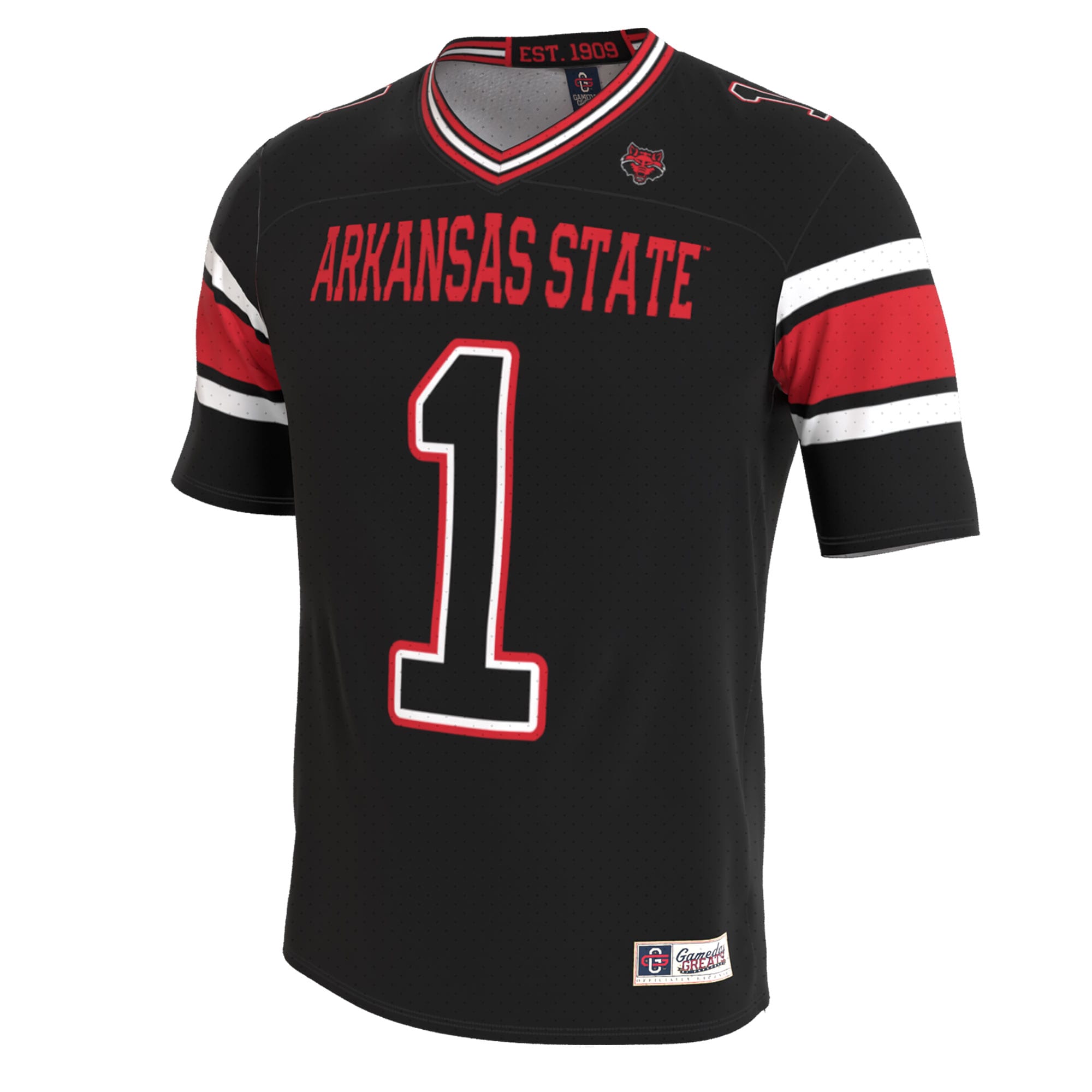 [DDG] Arkansas State Red Wolves GameDay Greats Unisex Lightweight Collegiate Football Blackout Fashion Jersey