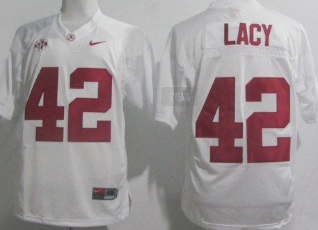 Men's Bama Crimson Tide Eddie Lacy #42 replica White 2024 embroidered