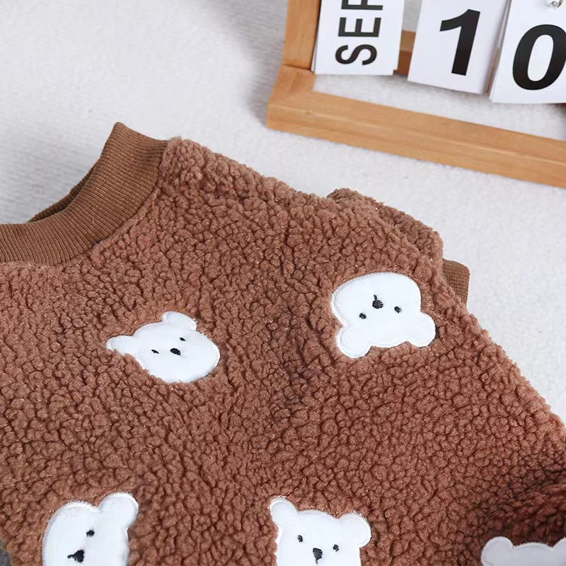 Frenchie Warm Cloth Bear Style Jumpsuit Paw Protection | Safe For Paws