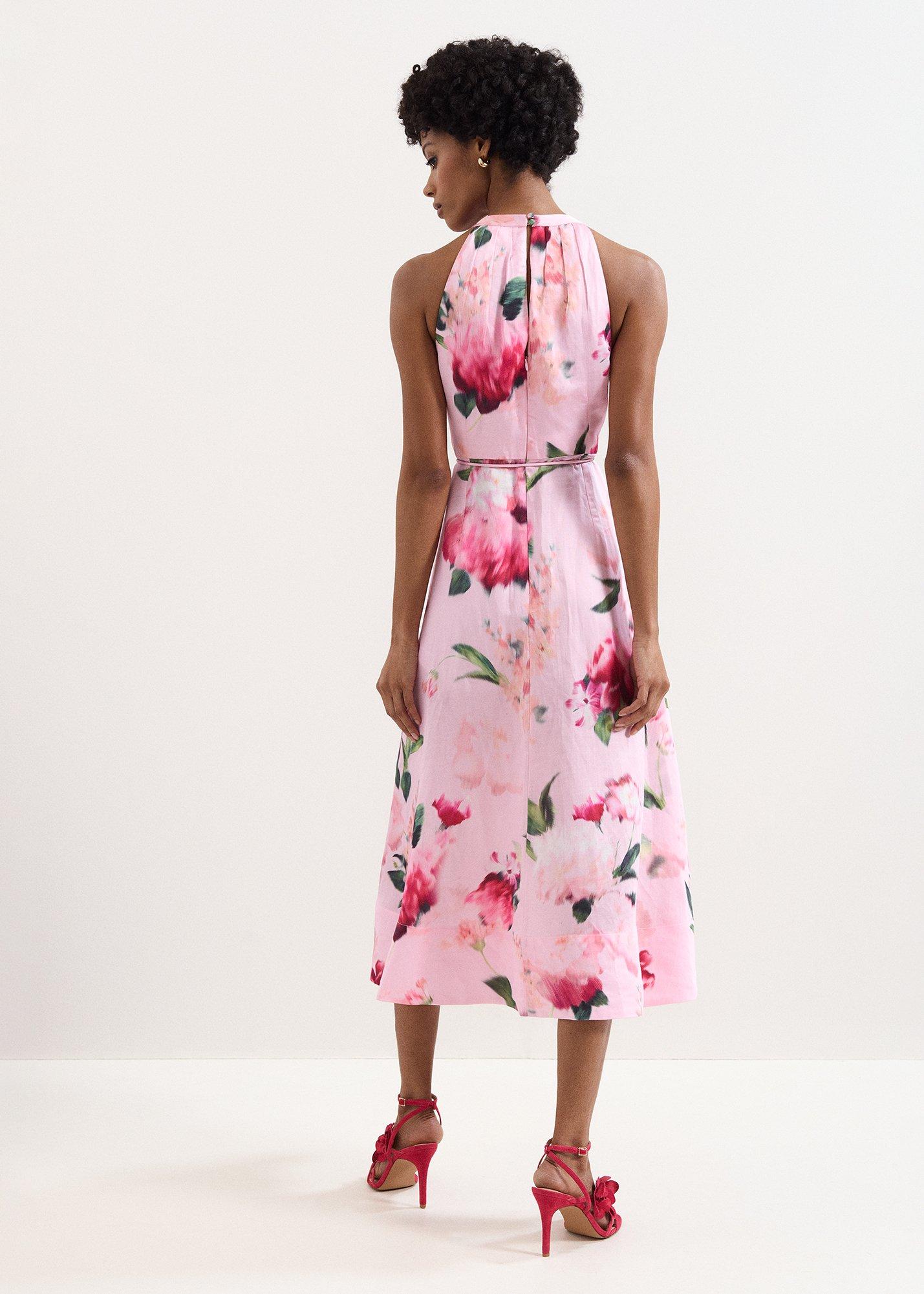 Petite Bethany Pink Floral Midi Dress