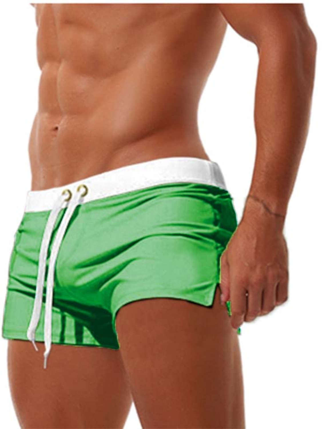 Men's Swim Shorts Trunks Patchwork Drawstring Zipper Pocket Lycra