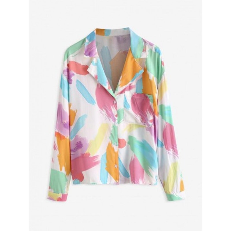 Painting Drop Shoulder Pocket Shirt DE9664