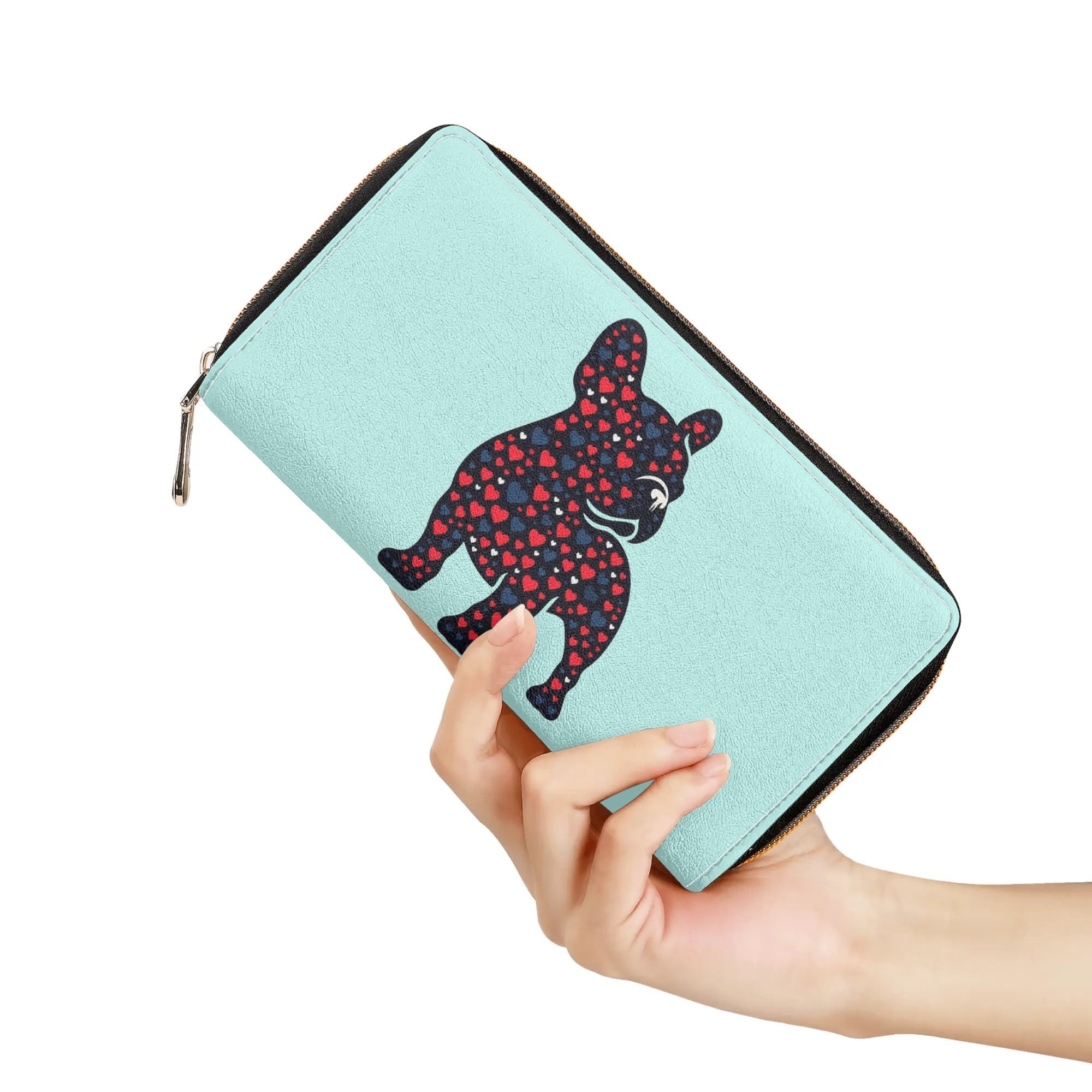 French Bulldog Ginger Leather Zipper Wallet Frenchie Pet Item