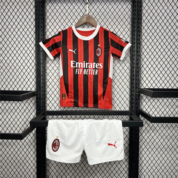 Moisture Wicking Kids AC Milan 2425 Home Kit ShirtShorts