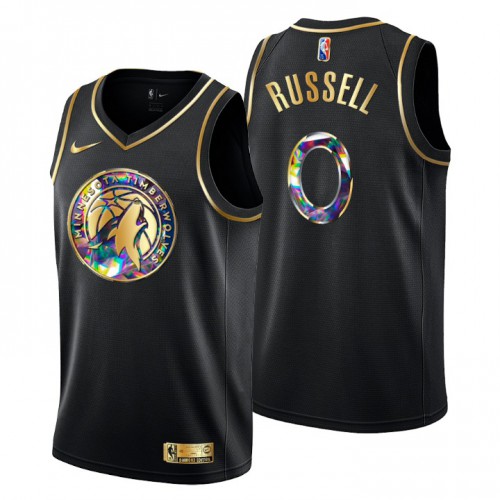Minnesota Minnesota Timberwolves #0 DAngelo Russell Mens Golden Edition Diamond Logo 2021/22 Swingman Jersey ¨C Black Mens