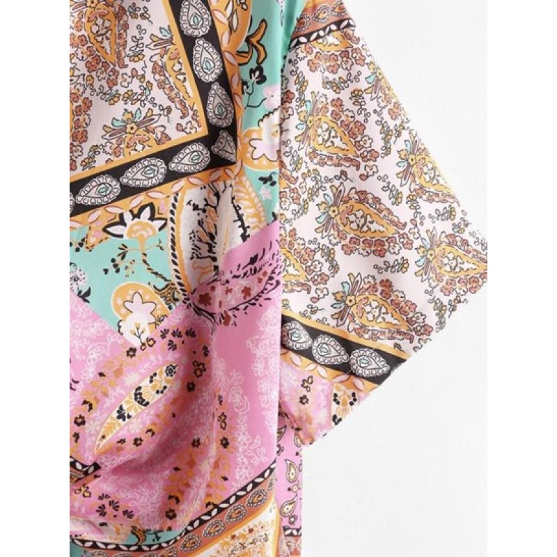 Ethnic Floral Paisley Print Tied Shirt JS1849