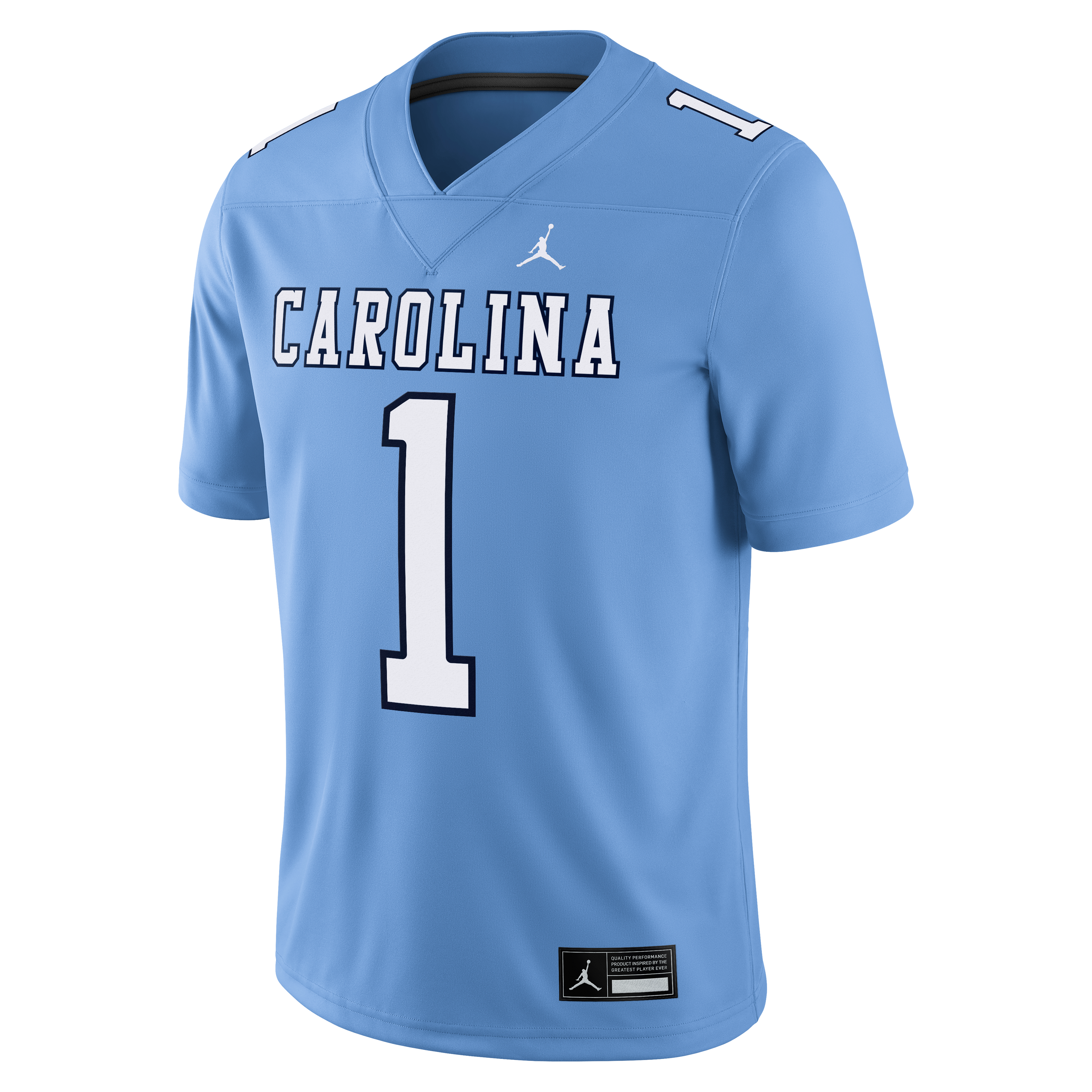 Men's Jordan Brand #1 Carolina Blue North Carolina Tar Heels Alternate Game Football Jersey