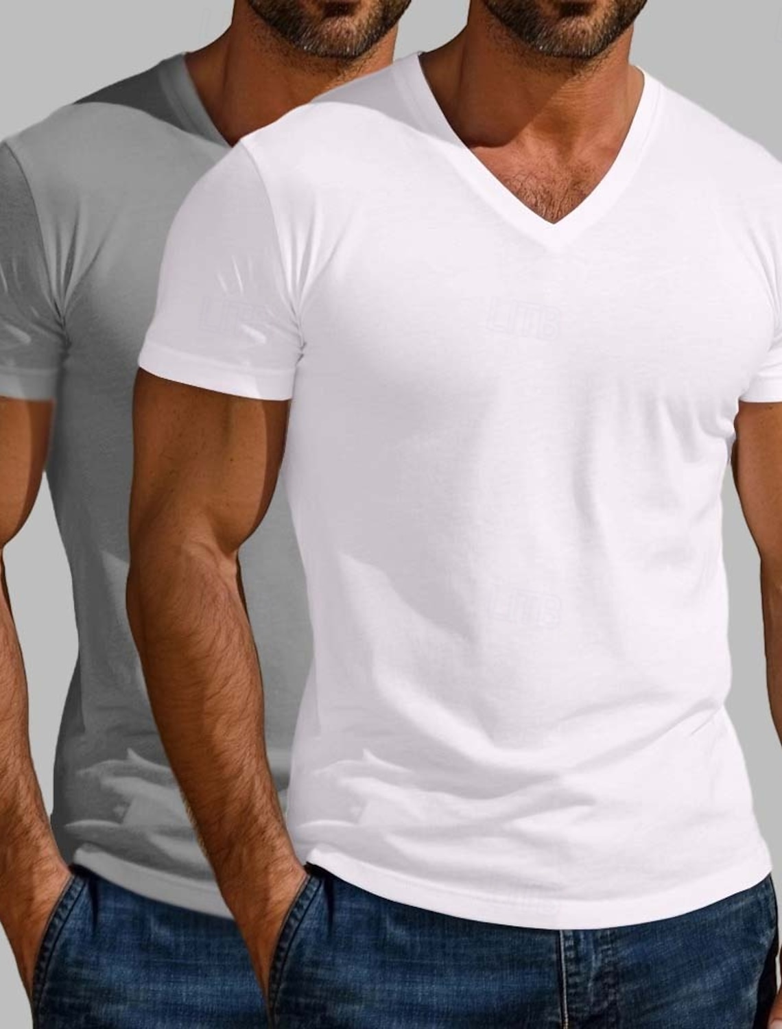 2PCS Men's Cotton Blend T Shirt Tee Top Short Sleeve V Neck Summer All